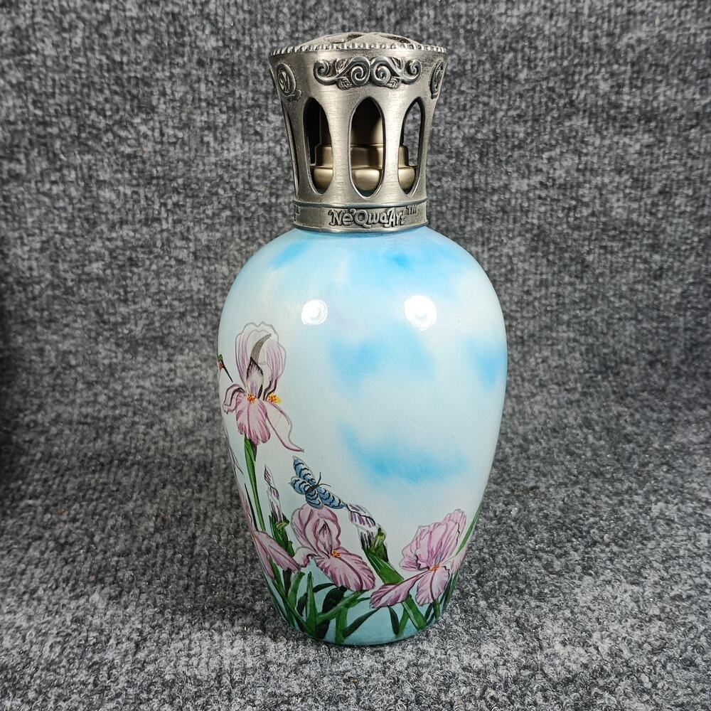 Ne Qwa Art Fragrance Oil Lamp Tom Wood Iris Hummingbird Signed w Box COA - Picture 7 of 14